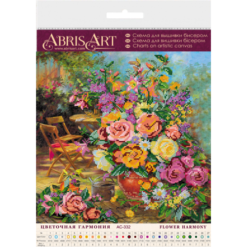 Charts on artistic canvas Flower harmony, AC-332 by Abris Art - buy online! ✿ Fast delivery ✿ Factory price ✿ Wholesale and retail ✿ Purchase Large schemes for embroidery with beads on canvas (300x300 mm)