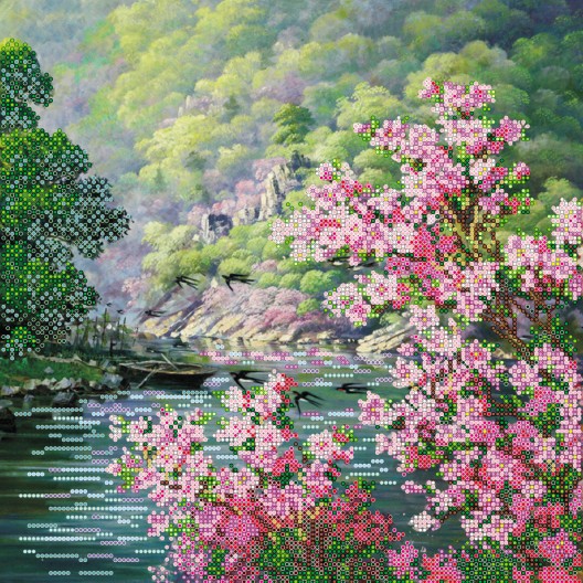 Charts on artistic canvas Color of spring, AC-337 by Abris Art - buy online! ✿ Fast delivery ✿ Factory price ✿ Wholesale and retail ✿ Purchase Large schemes for embroidery with beads on canvas (300x300 mm)