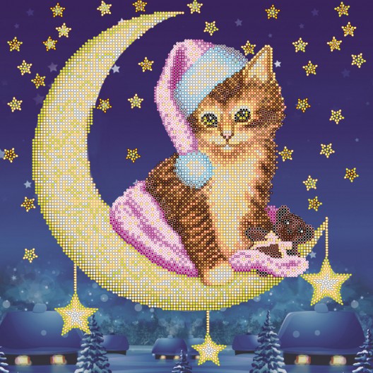 Charts on artistic canvas Lunar evening, AC-338 by Abris Art - buy online! ✿ Fast delivery ✿ Factory price ✿ Wholesale and retail ✿ Purchase Large schemes for embroidery with beads on canvas (300x300 mm)