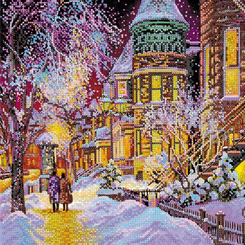 Charts on artistic canvas Winter in the city, AC-349 by Abris Art - buy online! ✿ Fast delivery ✿ Factory price ✿ Wholesale and retail ✿ Purchase Large schemes for embroidery with beads on canvas (300x300 mm)