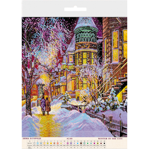 Charts on artistic canvas Winter in the city, AC-349 by Abris Art - buy online! ✿ Fast delivery ✿ Factory price ✿ Wholesale and retail ✿ Purchase Large schemes for embroidery with beads on canvas (300x300 mm)