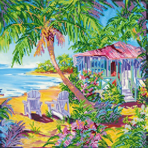 Charts on artistic canvas Tropical paradise, AC-352 by Abris Art - buy online! ✿ Fast delivery ✿ Factory price ✿ Wholesale and retail ✿ Purchase Large schemes for embroidery with beads on canvas (300x300 mm)