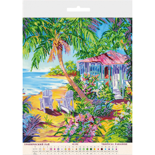 Charts on artistic canvas Tropical paradise, AC-352 by Abris Art - buy online! ✿ Fast delivery ✿ Factory price ✿ Wholesale and retail ✿ Purchase Large schemes for embroidery with beads on canvas (300x300 mm)