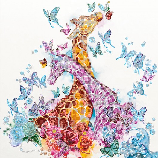 Charts on artistic canvas Spotty giraffes, AC-358 by Abris Art - buy online! ✿ Fast delivery ✿ Factory price ✿ Wholesale and retail ✿ Purchase Large schemes for embroidery with beads on canvas (300x300 mm)