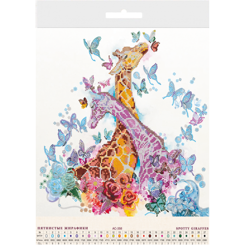 Charts on artistic canvas Spotty giraffes, AC-358 by Abris Art - buy online! ✿ Fast delivery ✿ Factory price ✿ Wholesale and retail ✿ Purchase Large schemes for embroidery with beads on canvas (300x300 mm)