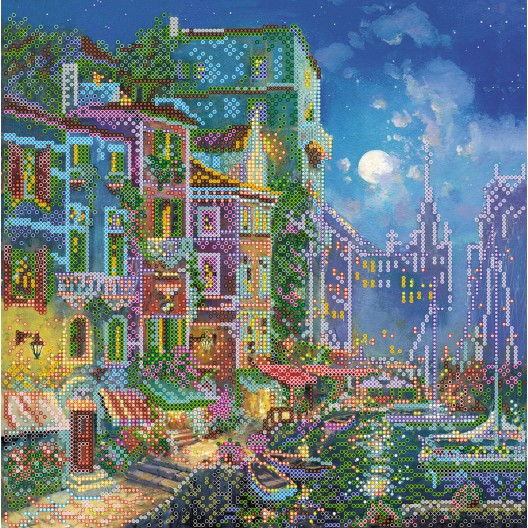 Charts on artistic canvas Evening in Venice, AC-362 by Abris Art - buy online! ✿ Fast delivery ✿ Factory price ✿ Wholesale and retail ✿ Purchase Large schemes for embroidery with beads on canvas (300x300 mm)