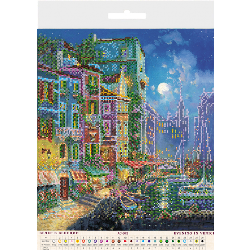 Charts on artistic canvas Evening in Venice, AC-362 by Abris Art - buy online! ✿ Fast delivery ✿ Factory price ✿ Wholesale and retail ✿ Purchase Large schemes for embroidery with beads on canvas (300x300 mm)