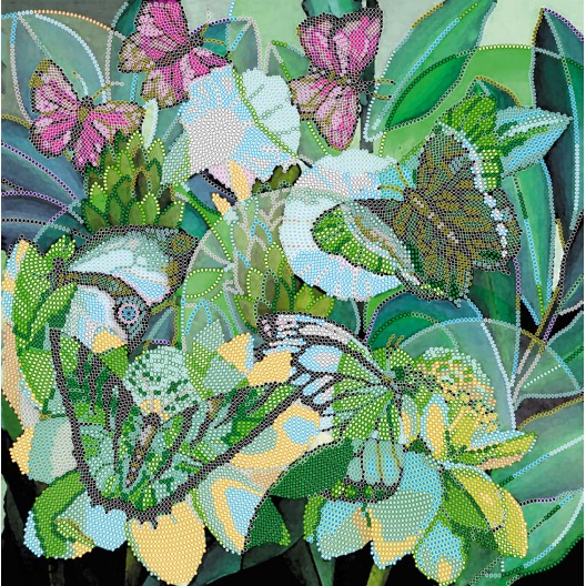 Charts on artistic canvas Emeralds of the tropics, AC-363 by Abris Art - buy online! ✿ Fast delivery ✿ Factory price ✿ Wholesale and retail ✿ Purchase Large schemes for embroidery with beads on canvas (300x300 mm)