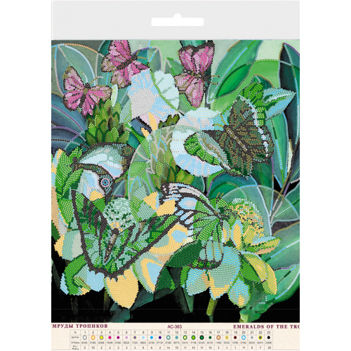 Charts on artistic canvas Emeralds of the tropics, AC-363 by Abris Art - buy online! ✿ Fast delivery ✿ Factory price ✿ Wholesale and retail ✿ Purchase Large schemes for embroidery with beads on canvas (300x300 mm)