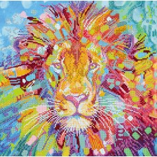 Charts on artistic canvas Multicolored lion