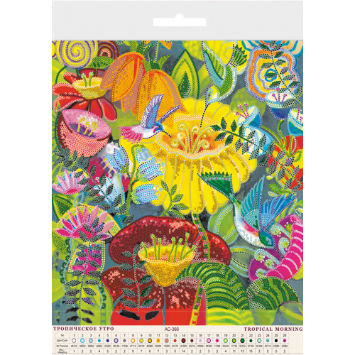 Charts on artistic canvas Tropical morning, AC-366 by Abris Art - buy online! ✿ Fast delivery ✿ Factory price ✿ Wholesale and retail ✿ Purchase Large schemes for embroidery with beads on canvas (300x300 mm)