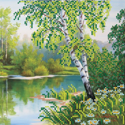 Charts on artistic canvas Birches, AC-413 by Abris Art - buy online! ✿ Fast delivery ✿ Factory price ✿ Wholesale and retail ✿ Purchase Scheme for embroidery with beads on canvas (200x200 mm)