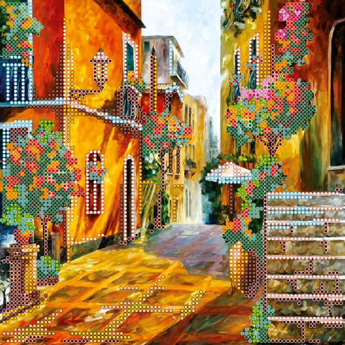 Charts on artistic canvas Italian streets, AC-435 by Abris Art - buy online! ✿ Fast delivery ✿ Factory price ✿ Wholesale and retail ✿ Purchase Scheme for embroidery with beads on canvas (200x200 mm)