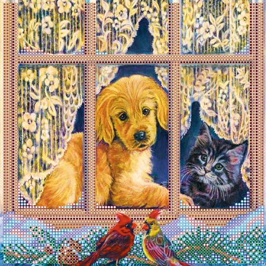 Charts on artistic canvas At the window, AC-443 by Abris Art - buy online! ✿ Fast delivery ✿ Factory price ✿ Wholesale and retail ✿ Purchase Scheme for embroidery with beads on canvas (200x200 mm)