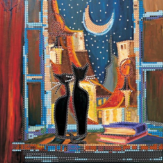 Charts on artistic canvas Cats at window, AC-471 by Abris Art - buy online! ✿ Fast delivery ✿ Factory price ✿ Wholesale and retail ✿ Purchase Scheme for embroidery with beads on canvas (200x200 mm)