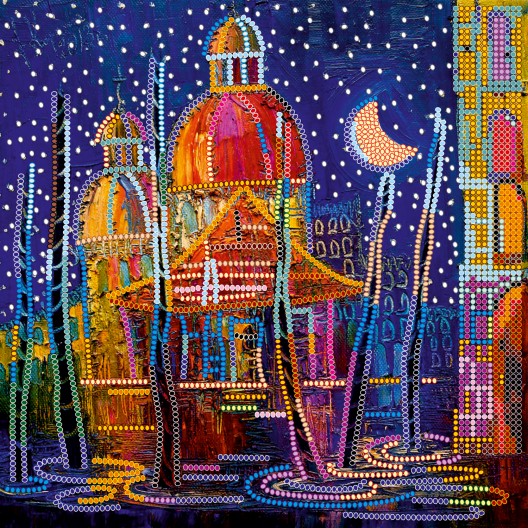 Charts on artistic canvas In the night, AC-472 by Abris Art - buy online! ✿ Fast delivery ✿ Factory price ✿ Wholesale and retail ✿ Purchase Scheme for embroidery with beads on canvas (200x200 mm)