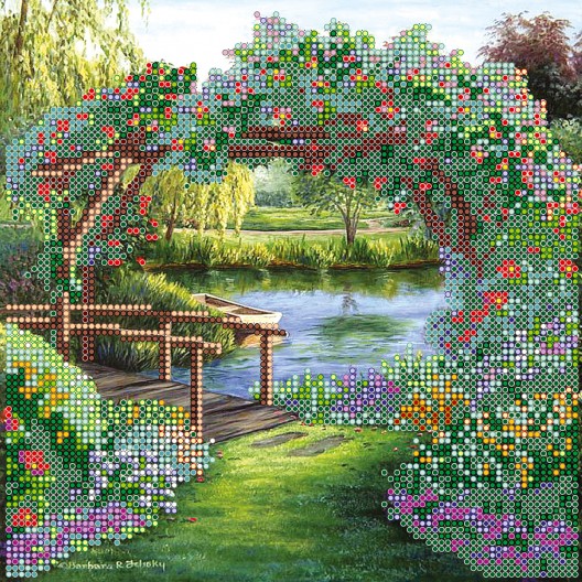 Charts on artistic canvas Flower Arc, AC-476 by Abris Art - buy online! ✿ Fast delivery ✿ Factory price ✿ Wholesale and retail ✿ Purchase Scheme for embroidery with beads on canvas (200x200 mm)