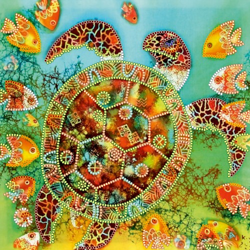 Charts on artistic canvas Sea turtle, AC-479 by Abris Art - buy online! ✿ Fast delivery ✿ Factory price ✿ Wholesale and retail ✿ Purchase Scheme for embroidery with beads on canvas (200x200 mm)