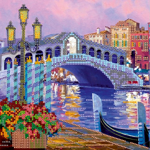 Charts on artistic canvas Venice lights, AC-490 by Abris Art - buy online! ✿ Fast delivery ✿ Factory price ✿ Wholesale and retail ✿ Purchase Scheme for embroidery with beads on canvas (200x200 mm)