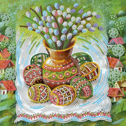 Charts on artistic canvas Easter, AC-492 by Abris Art - buy online! ✿ Fast delivery ✿ Factory price ✿ Wholesale and retail ✿ Purchase Scheme for embroidery with beads on canvas (200x200 mm)