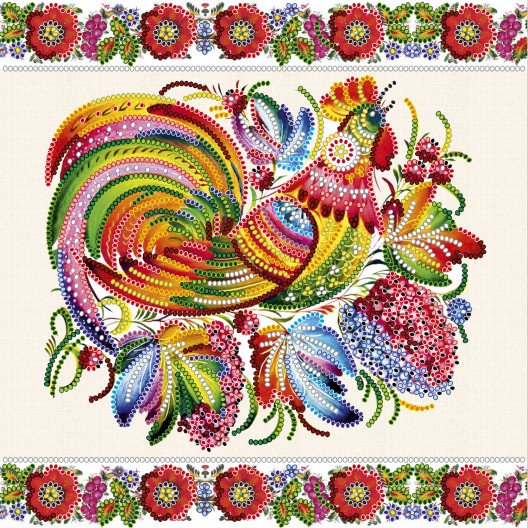 Charts on artistic canvas Deco cockerel, AC-493 by Abris Art - buy online! ✿ Fast delivery ✿ Factory price ✿ Wholesale and retail ✿ Purchase Scheme for embroidery with beads on canvas (200x200 mm)