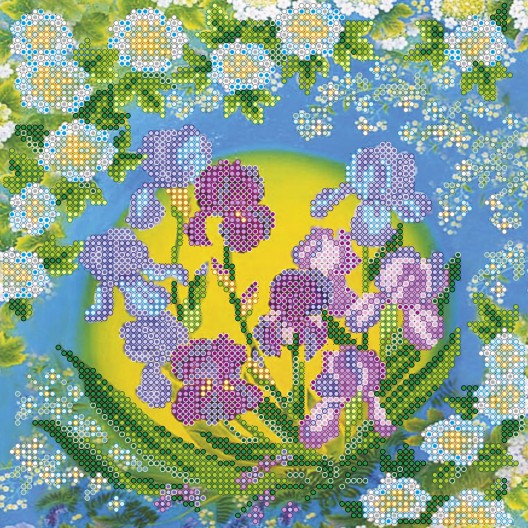 Charts on artistic canvas Tender fleur-de-luce, AC-495 by Abris Art - buy online! ✿ Fast delivery ✿ Factory price ✿ Wholesale and retail ✿ Purchase Scheme for embroidery with beads on canvas (200x200 mm)