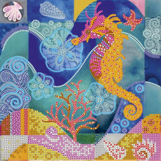 Charts on artistic canvas Sea horse, AC-497 by Abris Art - buy online! ✿ Fast delivery ✿ Factory price ✿ Wholesale and retail ✿ Purchase Scheme for embroidery with beads on canvas (200x200 mm)