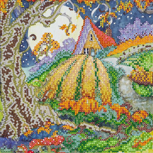 Charts on artistic canvas Pumpkin Field, AC-512 by Abris Art - buy online! ✿ Fast delivery ✿ Factory price ✿ Wholesale and retail ✿ Purchase Scheme for embroidery with beads on canvas (200x200 mm)
