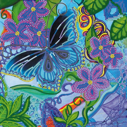 Charts on artistic canvas Blue Moth, AC-514 by Abris Art - buy online! ✿ Fast delivery ✿ Factory price ✿ Wholesale and retail ✿ Purchase Scheme for embroidery with beads on canvas (200x200 mm)