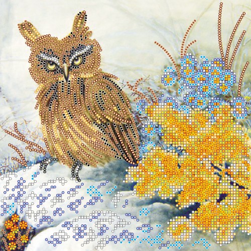 Charts on artistic canvas Owl, AC-518 by Abris Art - buy online! ✿ Fast delivery ✿ Factory price ✿ Wholesale and retail ✿ Purchase Scheme for embroidery with beads on canvas (200x200 mm)