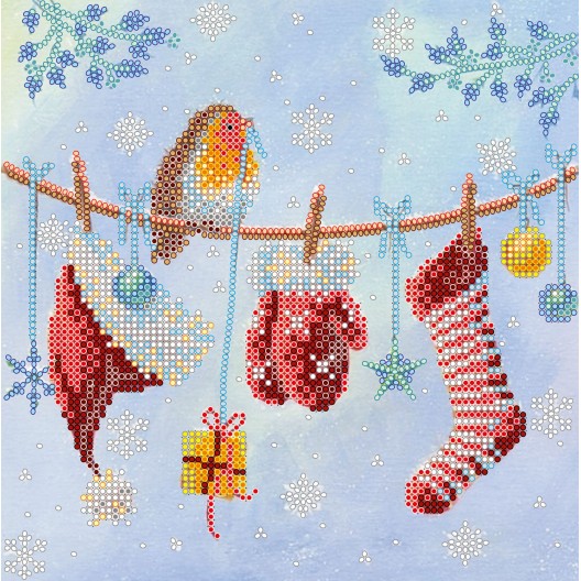 Charts on artistic canvas Good New Year spirit, AC-524 by Abris Art - buy online! ✿ Fast delivery ✿ Factory price ✿ Wholesale and retail ✿ Purchase Scheme for embroidery with beads on canvas (200x200 mm)