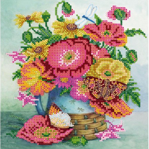 Charts on artistic canvas Red poppies, AC-531 by Abris Art - buy online! ✿ Fast delivery ✿ Factory price ✿ Wholesale and retail ✿ Purchase Scheme for embroidery with beads on canvas (200x200 mm)