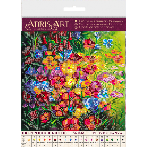 Charts on artistic canvas Flower canvas, AC-532 by Abris Art - buy online! ✿ Fast delivery ✿ Factory price ✿ Wholesale and retail ✿ Purchase Scheme for embroidery with beads on canvas (200x200 mm)