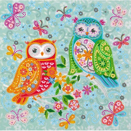 Charts on artistic canvas Owls are friends, AC-536 by Abris Art - buy online! ✿ Fast delivery ✿ Factory price ✿ Wholesale and retail ✿ Purchase Scheme for embroidery with beads on canvas (200x200 mm)