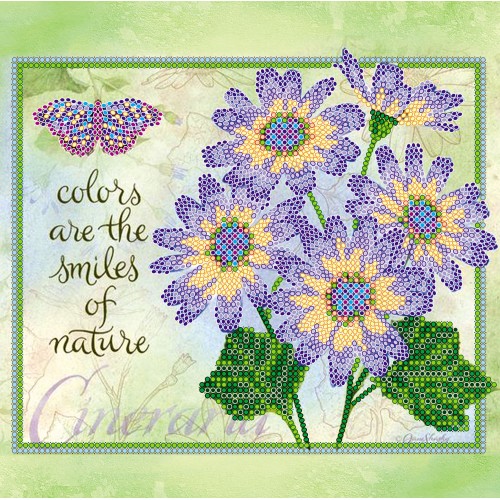 Charts on artistic canvas Cineraria, AC-543 by Abris Art - buy online! ✿ Fast delivery ✿ Factory price ✿ Wholesale and retail ✿ Purchase Scheme for embroidery with beads on canvas (200x200 mm)