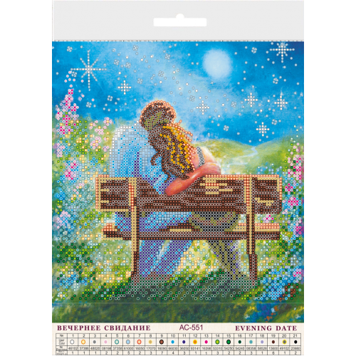 Charts on artistic canvas Evening date, AC-551 by Abris Art - buy online! ✿ Fast delivery ✿ Factory price ✿ Wholesale and retail ✿ Purchase Scheme for embroidery with beads on canvas (200x200 mm)