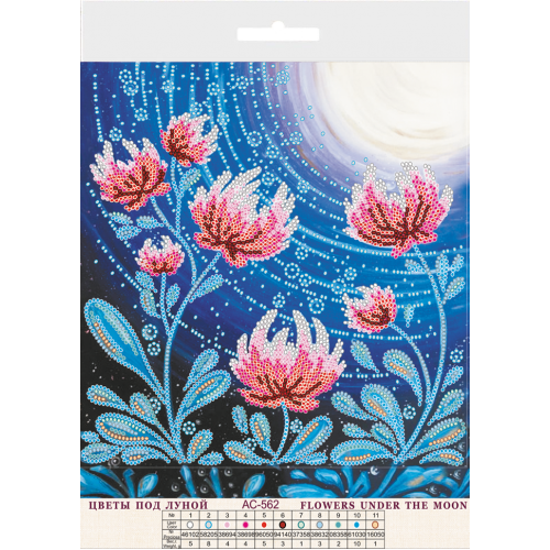 Charts on artistic canvas Flowers under the moon, AC-562 by Abris Art - buy online! ✿ Fast delivery ✿ Factory price ✿ Wholesale and retail ✿ Purchase Scheme for embroidery with beads on canvas (200x200 mm)