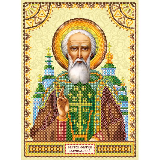 Icons charts on artistic canvas St. Sergius, ACK-012 by Abris Art - buy online! ✿ Fast delivery ✿ Factory price ✿ Wholesale and retail ✿ Purchase The scheme for embroidery with beads icons on canvas