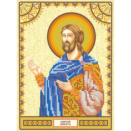 Icons charts on artistic canvas St. Nikita, ACK-035 by Abris Art - buy online! ✿ Fast delivery ✿ Factory price ✿ Wholesale and retail ✿ Purchase The scheme for embroidery with beads icons on canvas