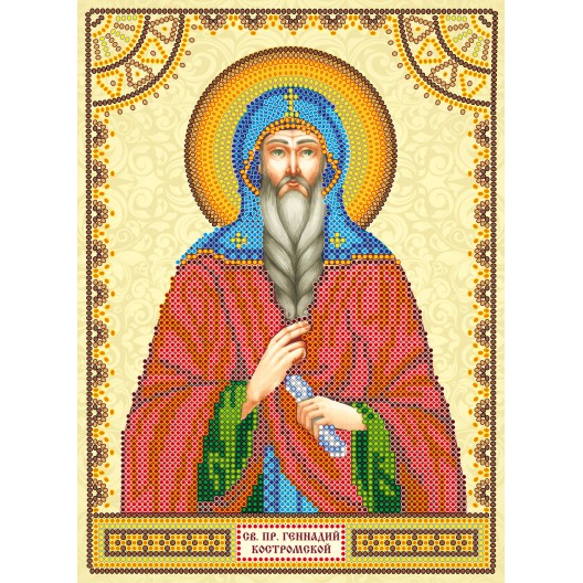 Icons charts on artistic canvas St. Gennady, ACK-067 by Abris Art - buy online! ✿ Fast delivery ✿ Factory price ✿ Wholesale and retail ✿ Purchase The scheme for embroidery with beads icons on canvas