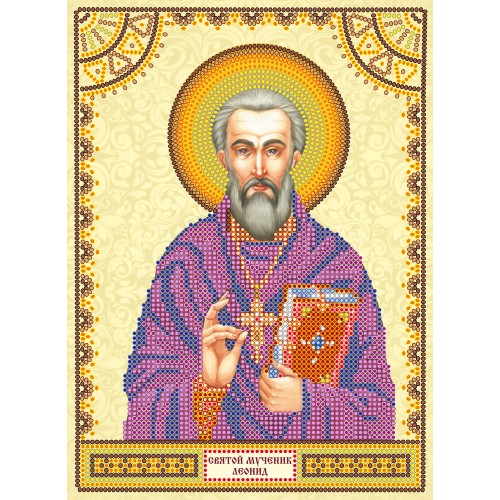 Icons charts on artistic canvas St. Leonid, ACK-071 by Abris Art - buy online! ✿ Fast delivery ✿ Factory price ✿ Wholesale and retail ✿ Purchase The scheme for embroidery with beads icons on canvas