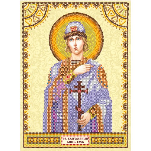 Icons charts on artistic canvas St. Gleb, ACK-077 by Abris Art - buy online! ✿ Fast delivery ✿ Factory price ✿ Wholesale and retail ✿ Purchase The scheme for embroidery with beads icons on canvas