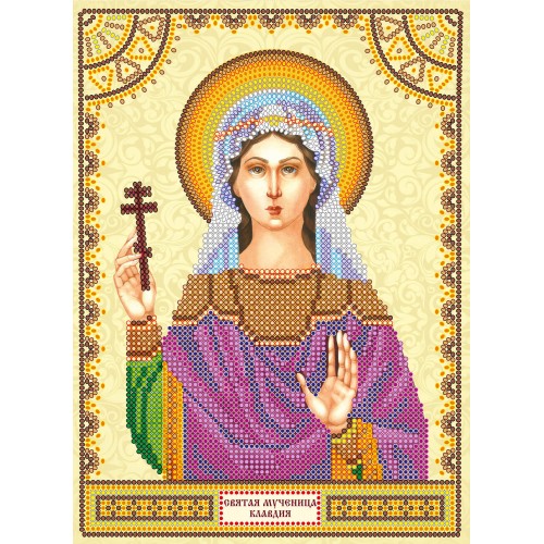 Icons charts on artistic canvas St. Claudia, ACK-092 by Abris Art - buy online! ✿ Fast delivery ✿ Factory price ✿ Wholesale and retail ✿ Purchase The scheme for embroidery with beads icons on canvas