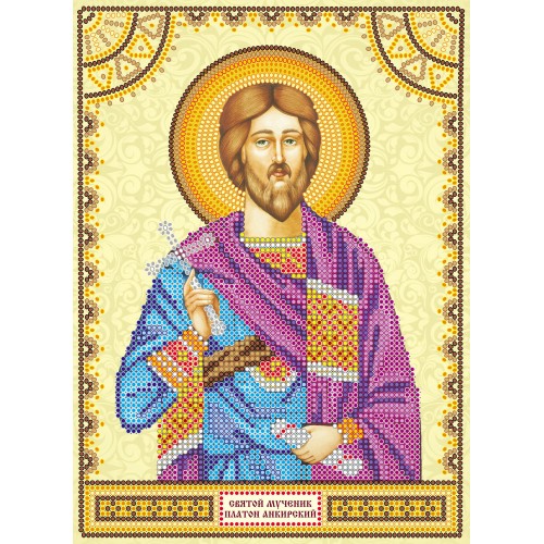 Icons charts on artistic canvas St. Platon, ACK-137 by Abris Art - buy online! ✿ Fast delivery ✿ Factory price ✿ Wholesale and retail ✿ Purchase The scheme for embroidery with beads icons on canvas