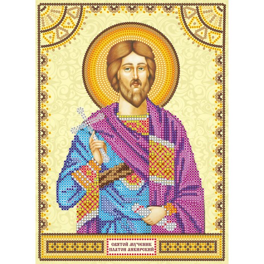 Icons charts on artistic canvas St. Platon, ACK-137 by Abris Art - buy online! ✿ Fast delivery ✿ Factory price ✿ Wholesale and retail ✿ Purchase The scheme for embroidery with beads icons on canvas