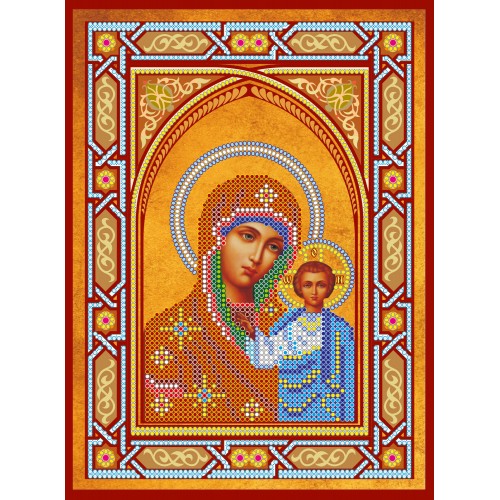 Icons charts on artistic canvas Our Lady Kazan, ACK-144 by Abris Art - buy online! ✿ Fast delivery ✿ Factory price ✿ Wholesale and retail ✿ Purchase The scheme for embroidery with beads icons on canvas