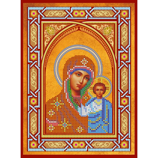 Icons charts on artistic canvas Our Lady Kazan, ACK-144 by Abris Art - buy online! ✿ Fast delivery ✿ Factory price ✿ Wholesale and retail ✿ Purchase The scheme for embroidery with beads icons on canvas
