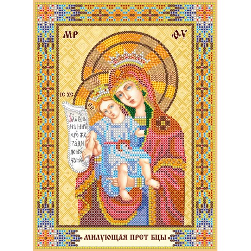 Icons charts on artistic canvas Icon of the Mother of God «Merciful», ACK-145 by Abris Art - buy online! ✿ Fast delivery ✿ Factory price ✿ Wholesale and retail ✿ Purchase The scheme for embroidery with beads icons on canvas