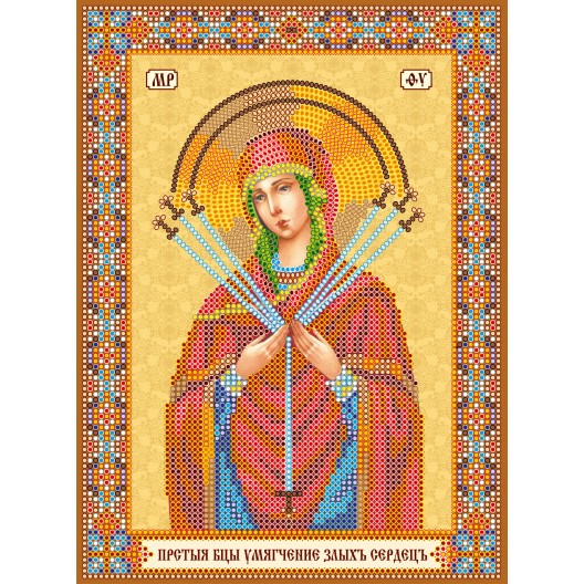 Icons charts on artistic canvas Icon of the Mother of «Seven Arrows», ACK-147 by Abris Art - buy online! ✿ Fast delivery ✿ Factory price ✿ Wholesale and retail ✿ Purchase The scheme for embroidery with beads icons on canvas