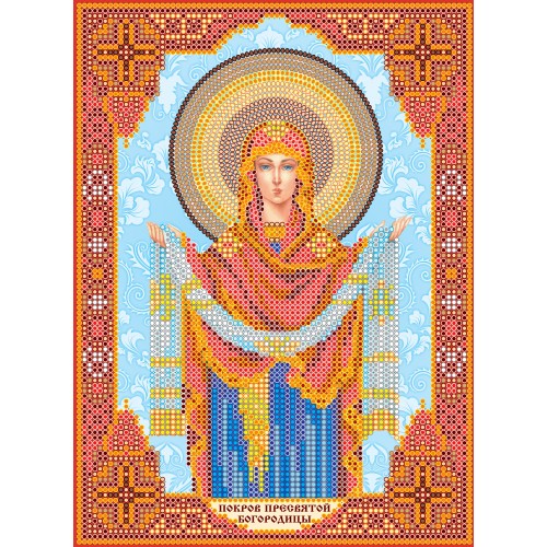 Icons charts on artistic canvas Icon «Protection of the Blessed Virgin», ACK-156 by Abris Art - buy online! ✿ Fast delivery ✿ Factory price ✿ Wholesale and retail ✿ Purchase The scheme for embroidery with beads icons on canvas
